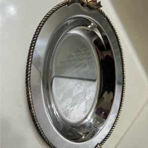 Vintage antique stainless steel Oneida gold electroplated tray dish plate